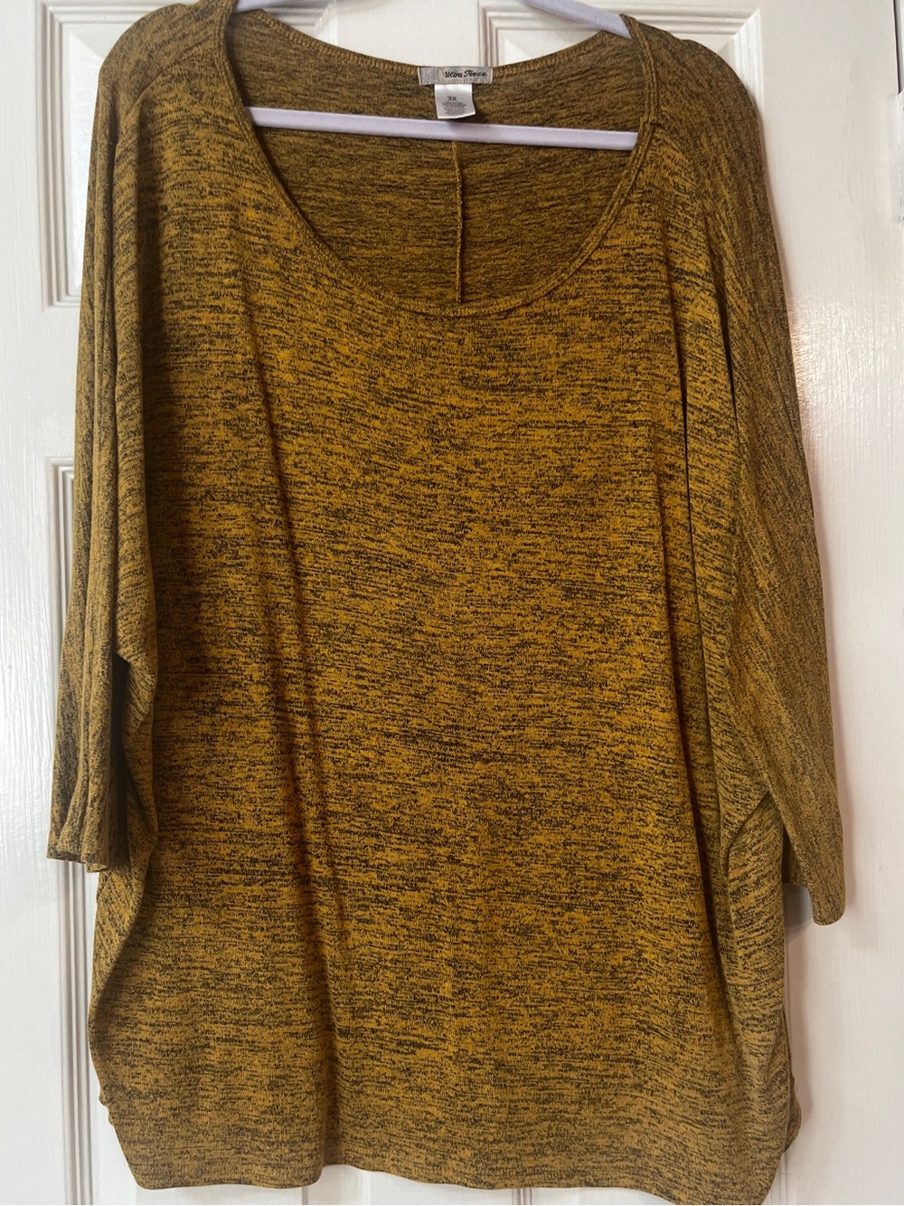 Mustard Marled Scoop Neck Women's Top